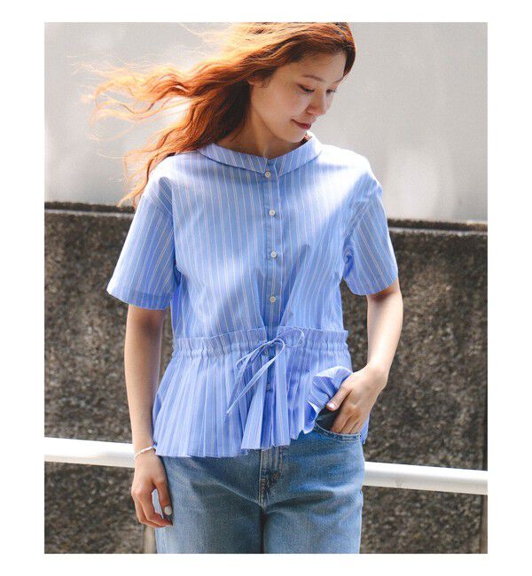 Ray BEAMS 「プリーツ キリカエ ハーフスリーブ シャツ」|シャツ・ブラウス|BLUE STRIPE