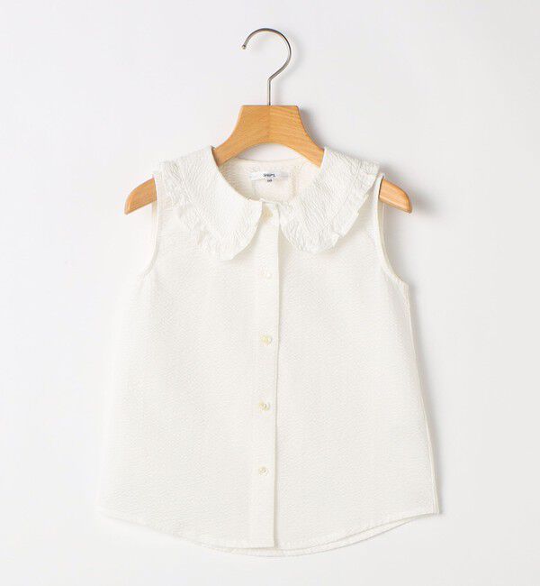 SHIPS KIDS「SHIPS KIDS:100～130cm / フリルカラー ノースリーブ ブラウス」|シャツ・ブラウス|
