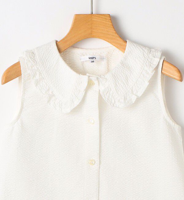 SHIPS KIDS「SHIPS KIDS:100～130cm / フリルカラー ノースリーブ ブラウス」|シャツ・ブラウス|