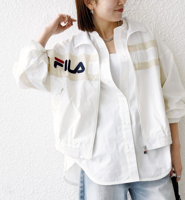 SHIPS any「【SHIPS any別注】FILA:〈洗濯機可能〉スタンドカラー ジップ ライン ブルゾン」|その他|ホワイト