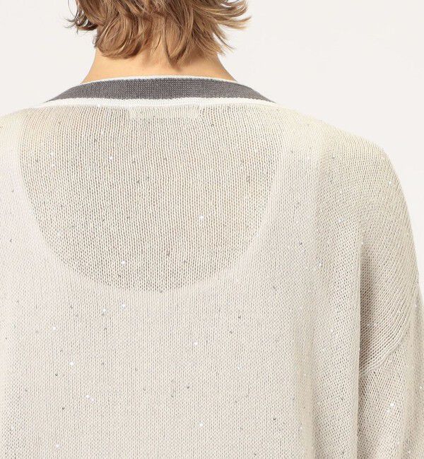 GALERIE VIE「リネンコットンスパンコール Vネックカーディガン」|カーディガン|