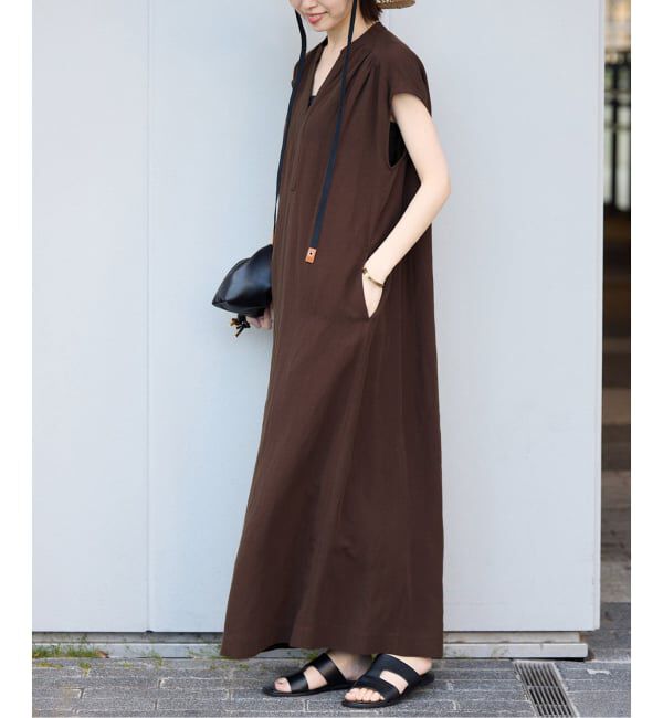 SLOBE IENA「リネン混キーネックコクーンワンピース」|ワンピース|