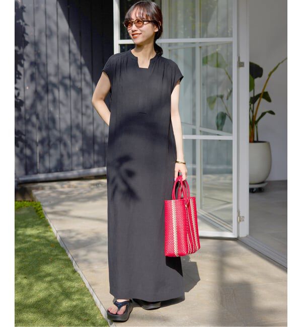 SLOBE IENA「リネン混キーネックコクーンワンピース」|ワンピース|