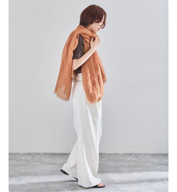 新品NIMNIMDUAI ニムニムデュアイ リネン ストール IENA オレンジ NIMNIMDUAI/ニムニムデュアイ PLAIN GAUZE STOLE ストール（IENA