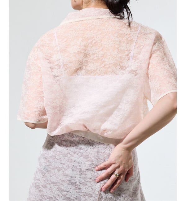 IENA「《一部店舗限定/手洗い可》フラワージャガード シャツプルオーバー」|ニット・セーター|
