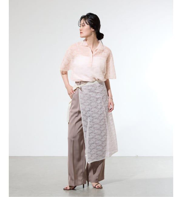 IENA「《一部店舗限定/手洗い可》フラワージャガード シャツプルオーバー」|ニット・セーター|