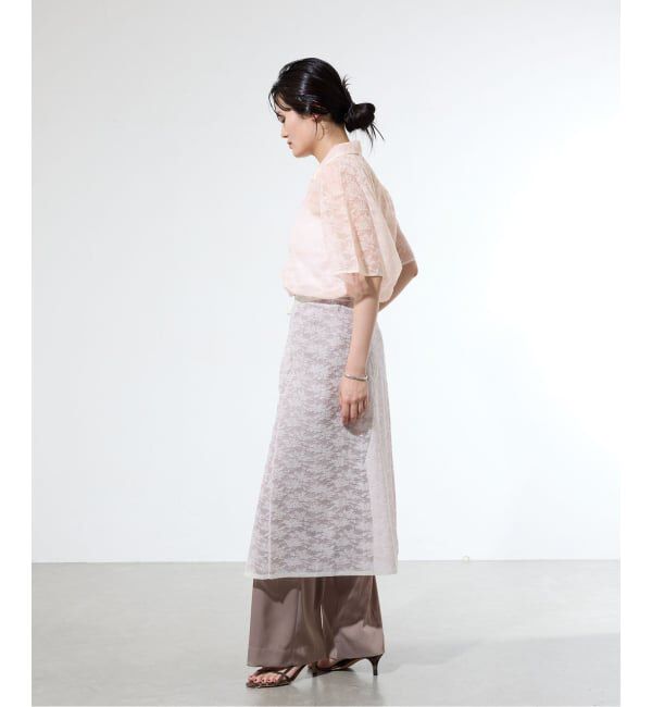 IENA「《一部店舗限定/手洗い可》フラワージャガード シャツプルオーバー」|ニット・セーター|