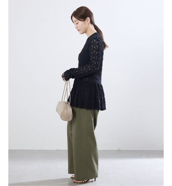 IENA「《WEB限定/追加予約》Flowerストレッチレース ペプラムプルオーバー」|Tシャツ・カットソー|