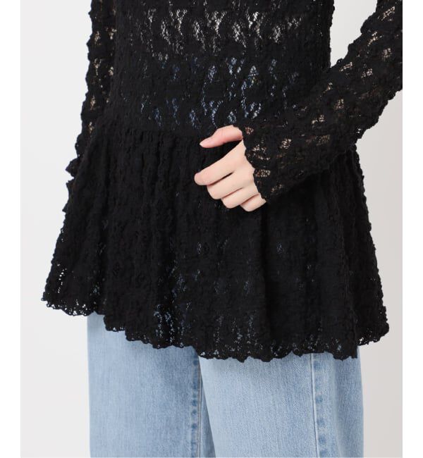 IENA「《WEB限定/追加予約》Flowerストレッチレース ペプラムプルオーバー」|Tシャツ・カットソー|