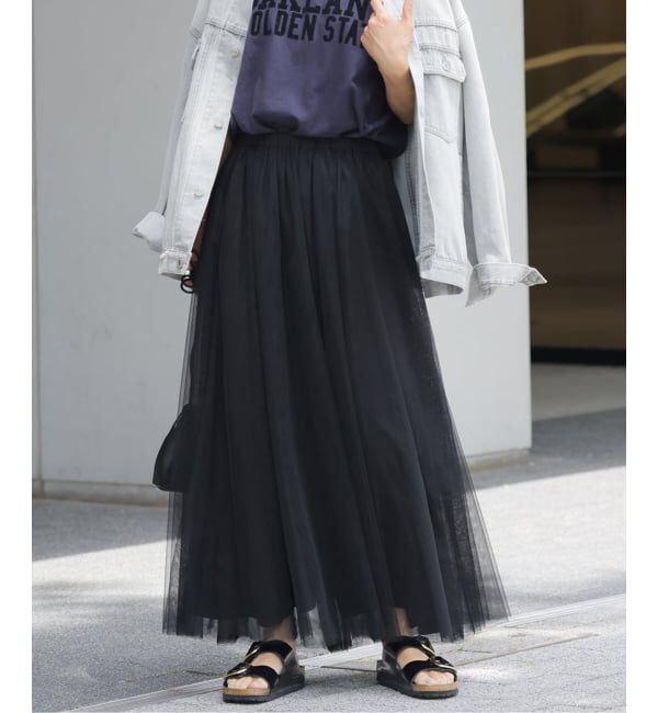 JOURNAL STANDARD relume「《WEB限定追加予約》ウォッシャブルチュールイージースカート」|スカート|ブラック