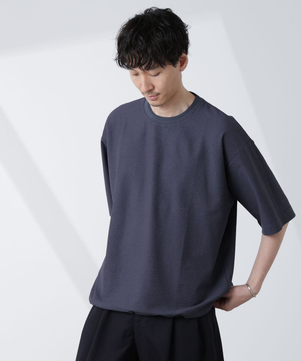 NANO universe「シルケットサッカーワイドTシャツ 半袖」|Tシャツ・カットソー|