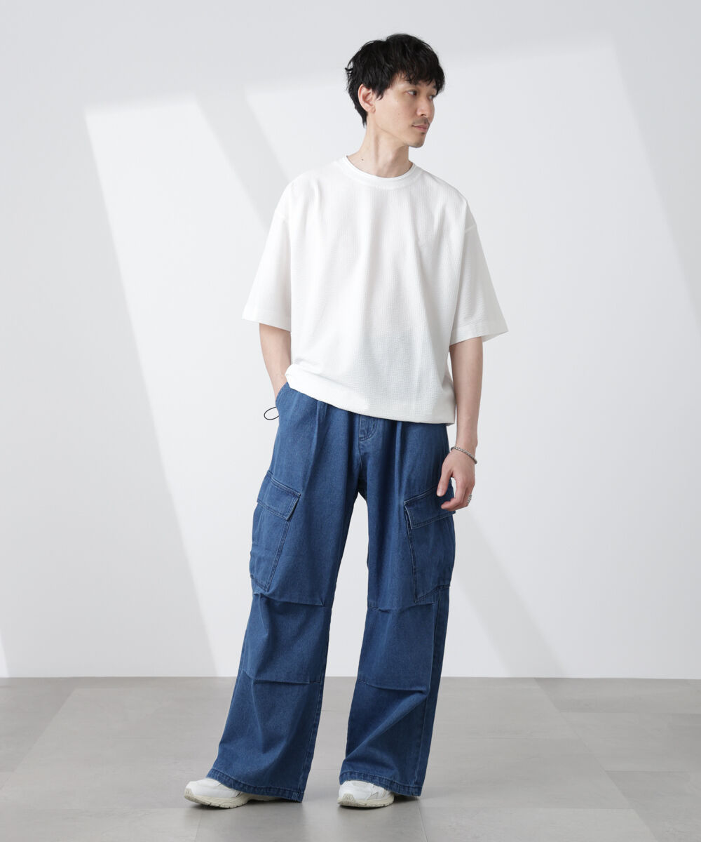 NANO universe「シルケットサッカーワイドTシャツ 半袖」|Tシャツ・カットソー|