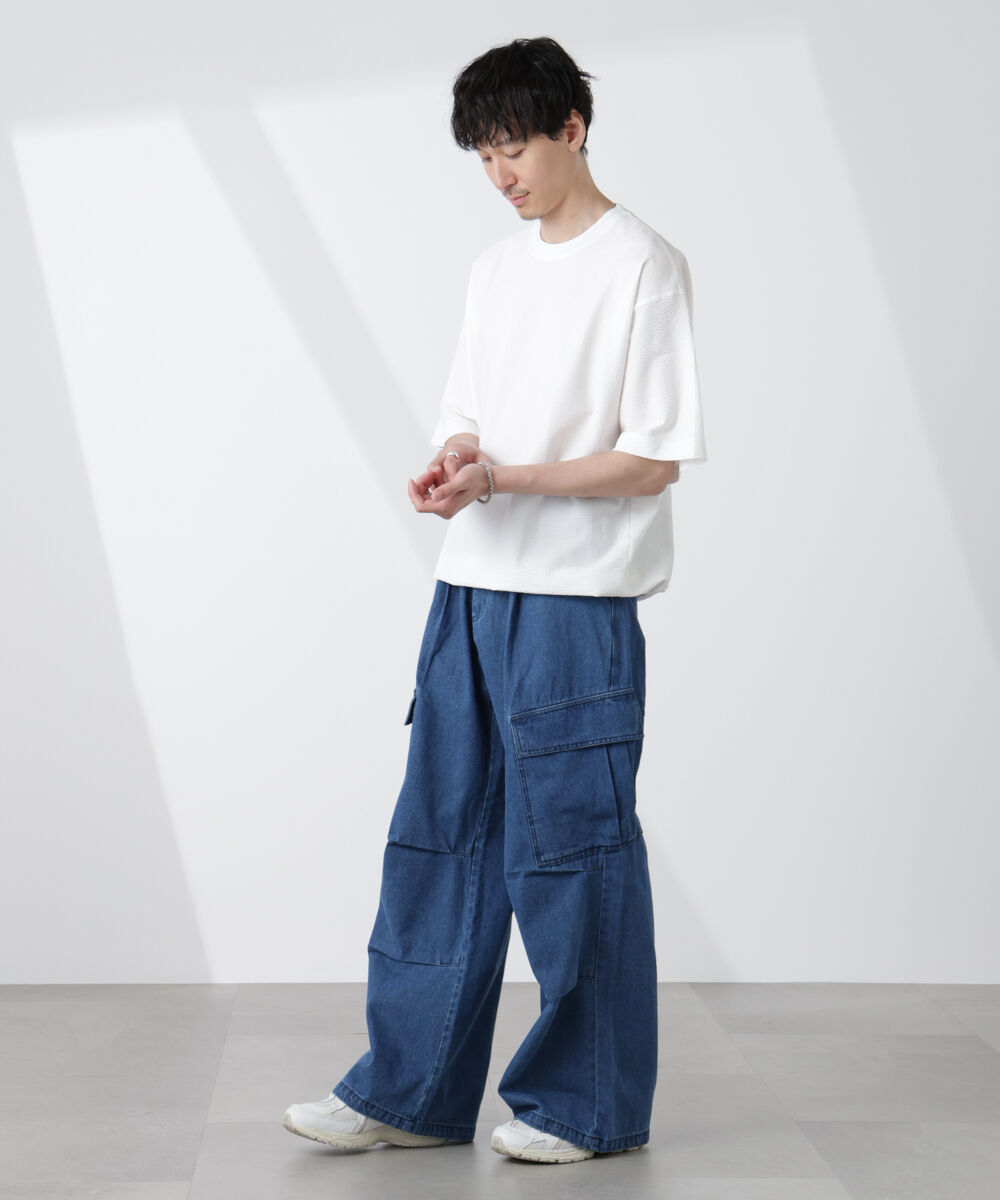 NANO universe「シルケットサッカーワイドTシャツ 半袖」|Tシャツ・カットソー|