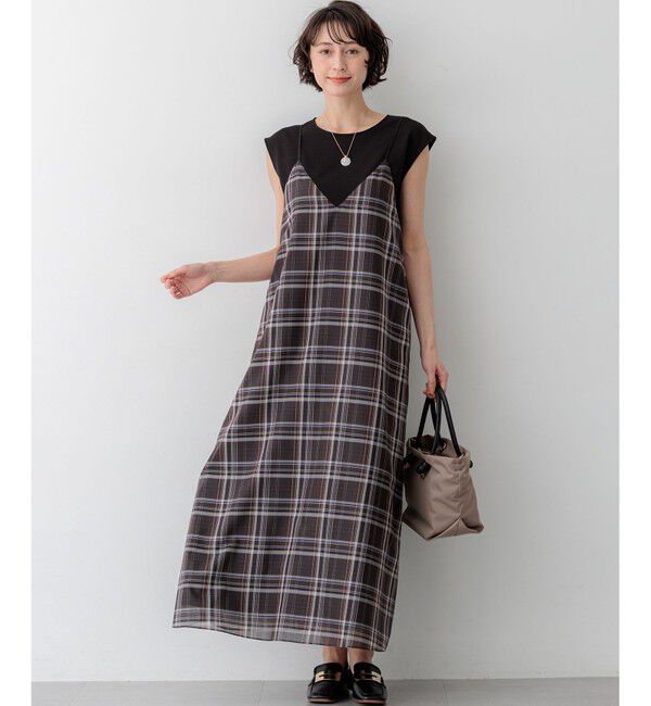 23区「【見上愛さん着用】ハイツイストシアーチェック キャミソールワンピース」|ワンピース|
