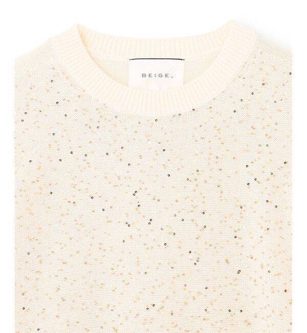 BEIGE,「【洗える】FENNEL / コットンスパンコール半袖ニット」|ニット・セーター|