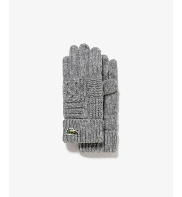 LACOSTE「アラン柄ブレンドウールニットグローブ」|手袋|