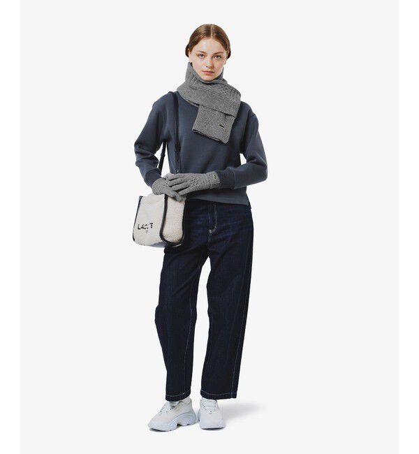 LACOSTE「アラン柄ブレンドウールニットグローブ」|手袋|