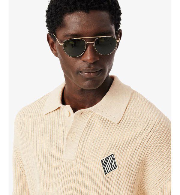 LACOSTE「ダイヤロゴパッチポロカラーニットセーター」|ニット・セーター|