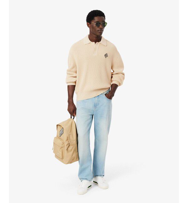 LACOSTE「ダイヤロゴパッチポロカラーニットセーター」|ニット・セーター|