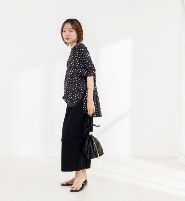 NOLLEY'S「《セットアップ対応/接触冷感》【BECシリーズ】ウォッシャブルハイスペックジャージギャザータイトスカート」|タイト|