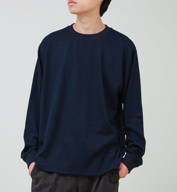 GLOSTER「ウォールジャガード リンクス クルーネック ロンT 」|Tシャツ・カットソー|ネイビー