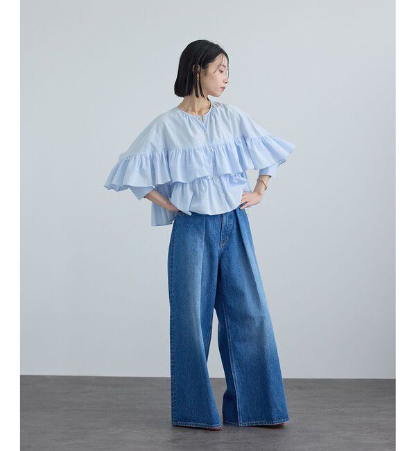 SALON adam et rope'「【WEB限定】フリルギャザーブラウス」|シャツ・ブラウス|