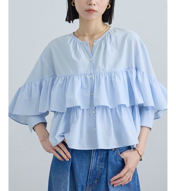 SALON adam et rope'「【WEB限定】フリルギャザーブラウス」|シャツ・ブラウス|