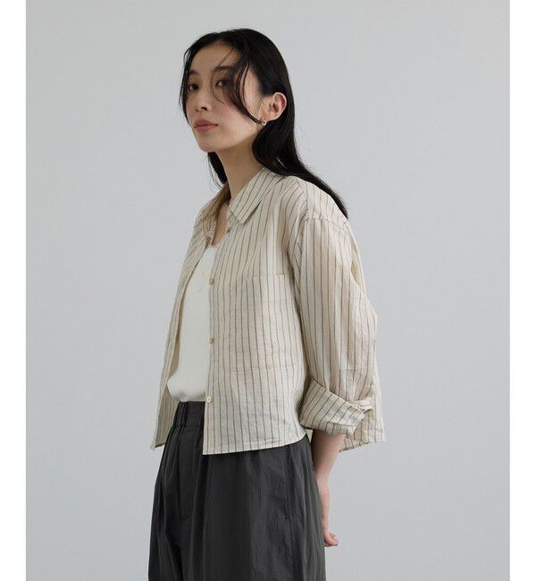 SALON adam et rope'「ACAR クロップドストライプシャツ」|シャツ・ブラウス|