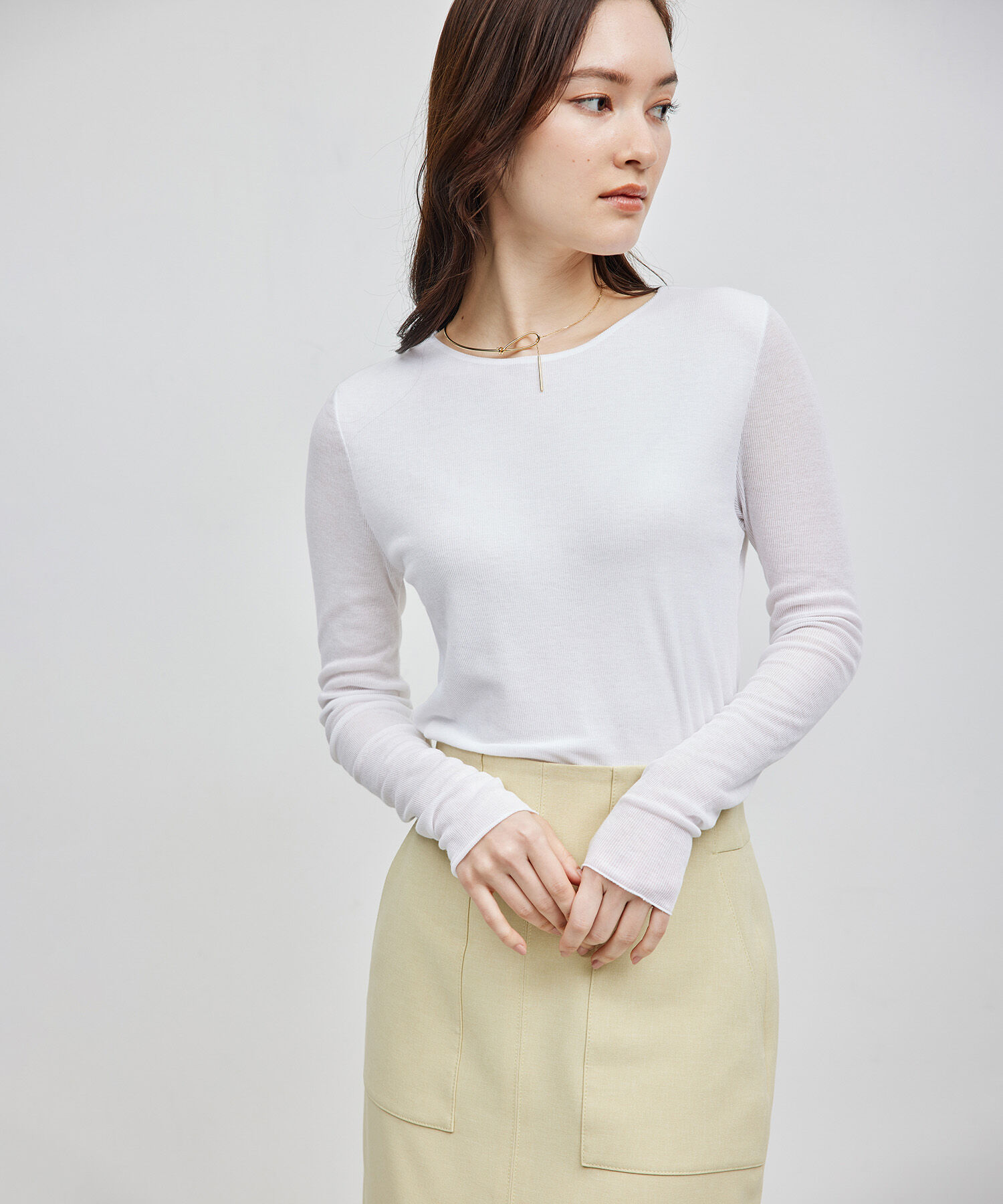 ROPE「【雑誌掲載】コットンナイロン二重仕立てシアープルオーバー」|Tシャツ・カットソー|
