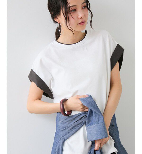 VIS「【WEB限定】天竺袖配色Tシャツ」|Tシャツ・カットソー|