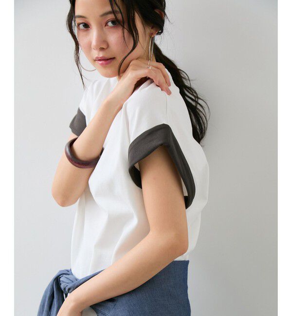 VIS「【WEB限定】天竺袖配色Tシャツ」|Tシャツ・カットソー|