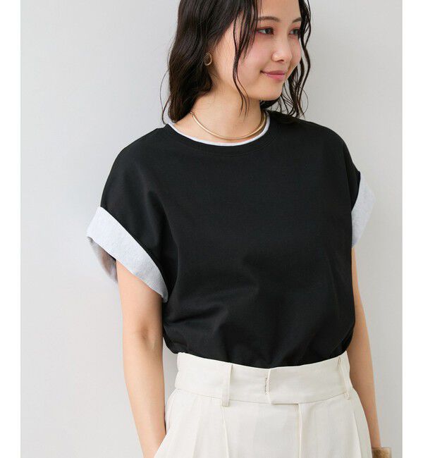 VIS「【WEB限定】天竺袖配色Tシャツ」|Tシャツ・カットソー|
