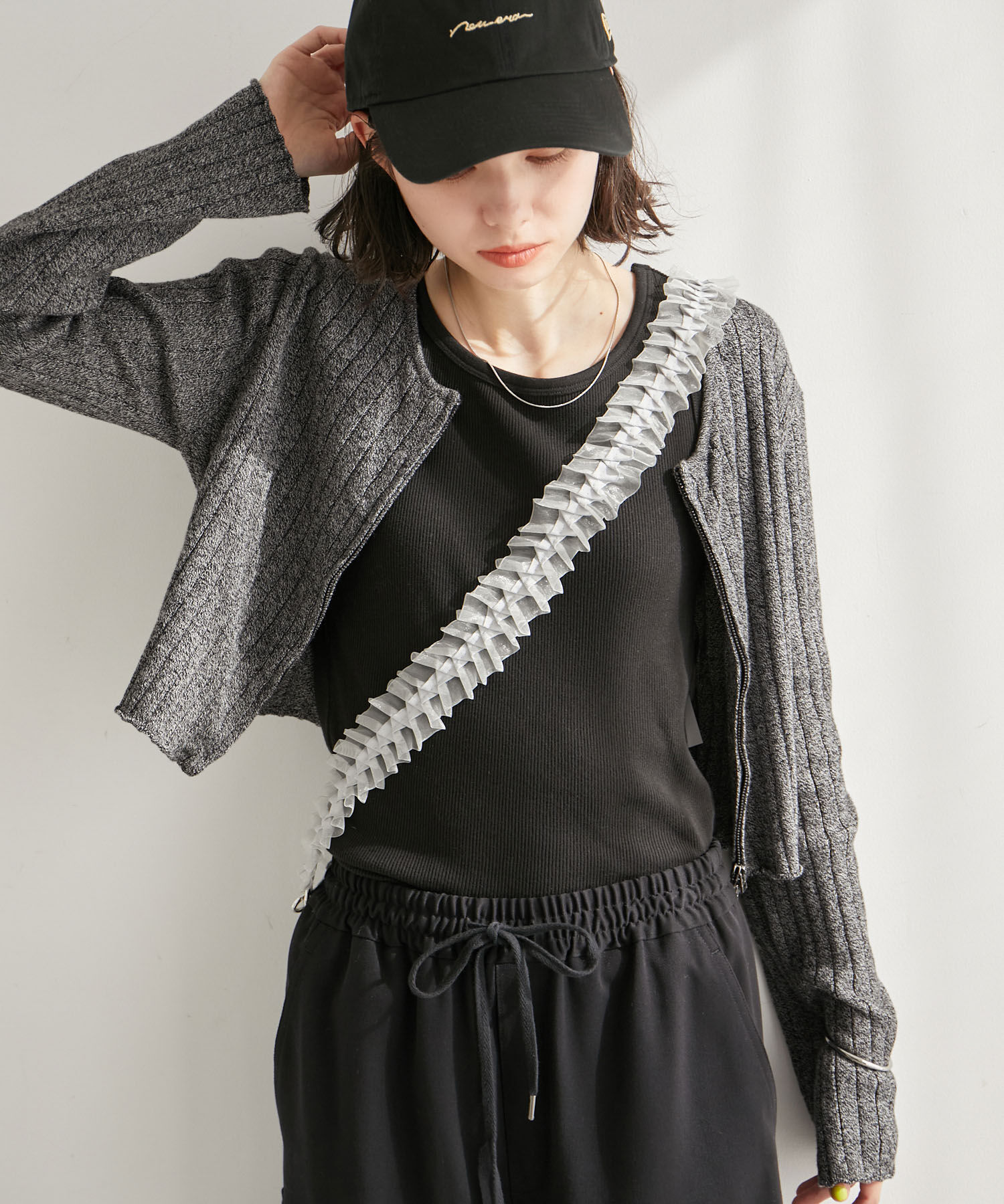 ROPE' PICNIC R「フロントジップショート丈メランジニットプルオーバー」|ニット・セーター|