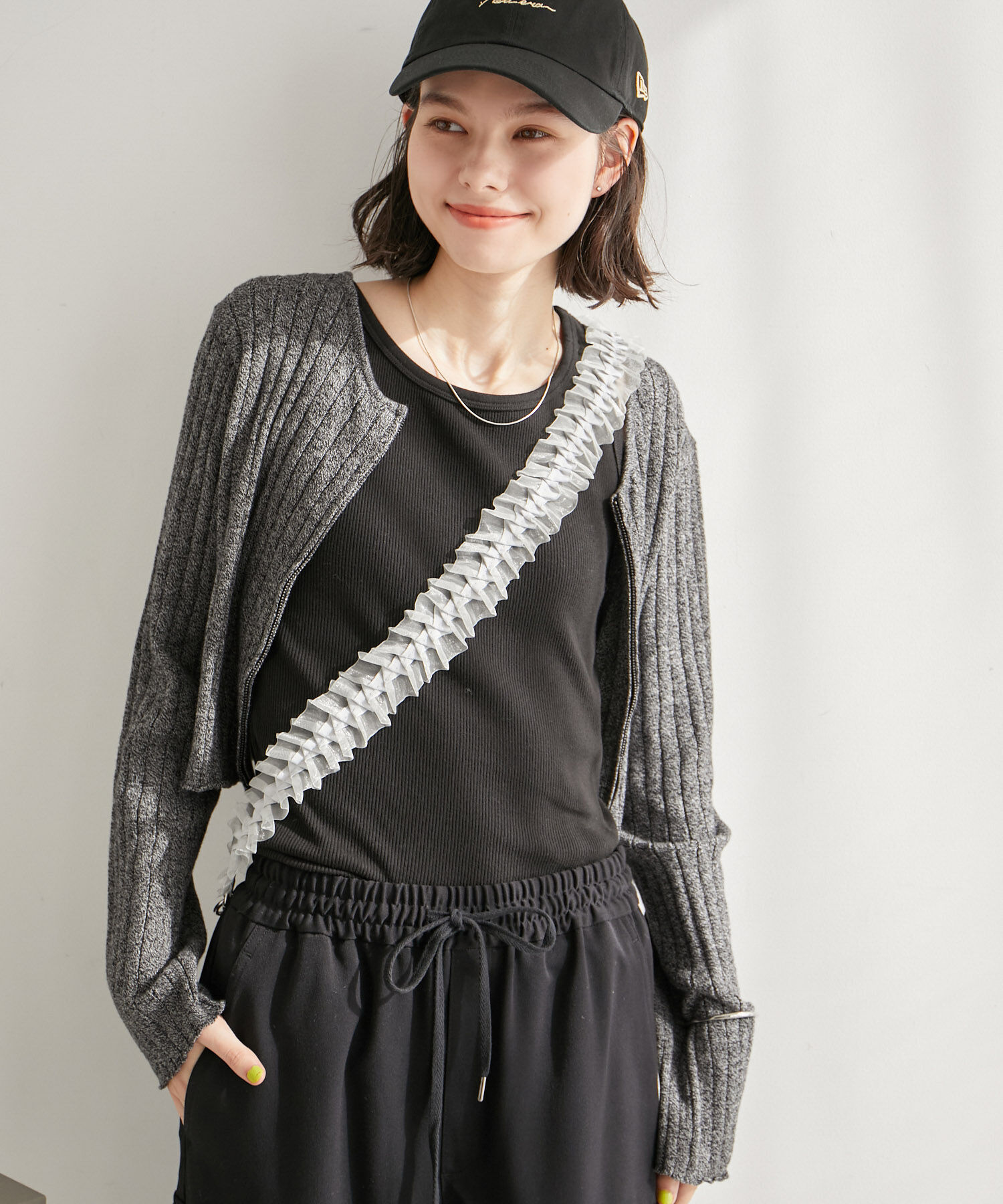 ROPE' PICNIC R「フロントジップショート丈メランジニットプルオーバー」|ニット・セーター|