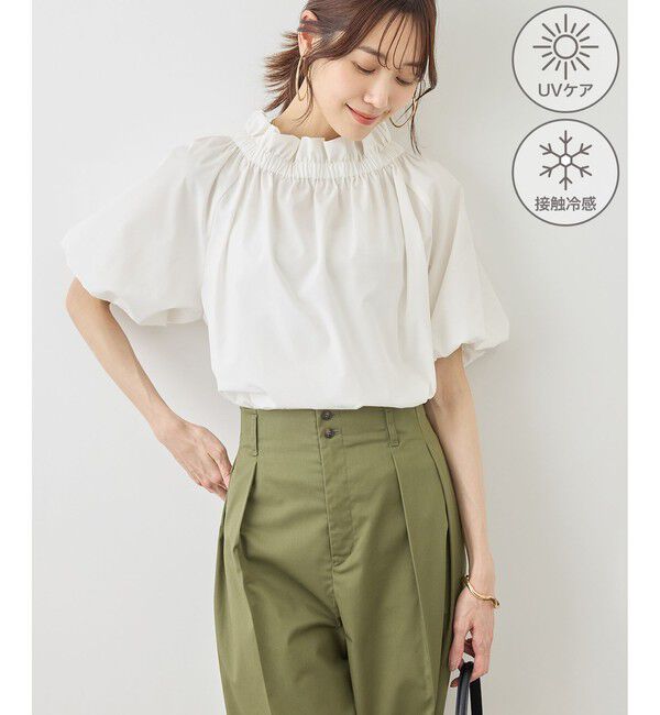 Rope&rsquo;Picnic「前後2WAYギャザーリボンデザインシャツ/UVケア・接触冷感・リンクコーデ」|シャツ・ブラウス|オフホワイト(15)
