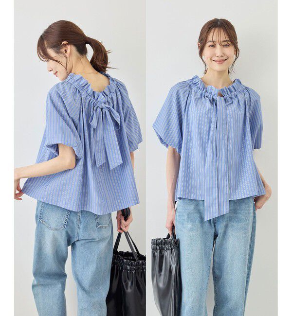 Rope&rsquo;Picnic「前後2WAYギャザーリボンデザインシャツ/UVケア・接触冷感・リンクコーデ」|シャツ・ブラウス|