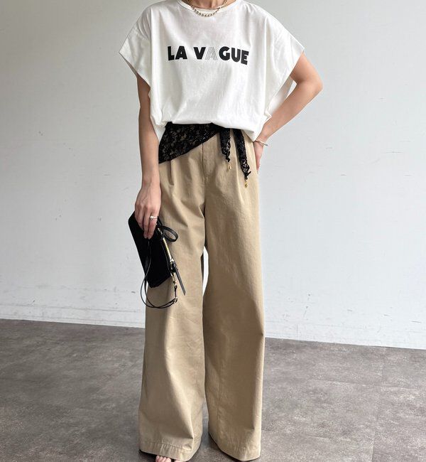  「袖タックフレンチメタリックロゴTEE」|Tシャツ・カットソー|