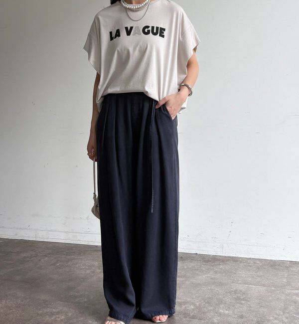  「袖タックフレンチメタリックロゴTEE」|Tシャツ・カットソー|