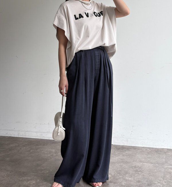  「袖タックフレンチメタリックロゴTEE」|Tシャツ・カットソー|