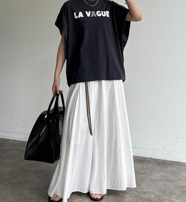  「袖タックフレンチメタリックロゴTEE」|Tシャツ・カットソー|