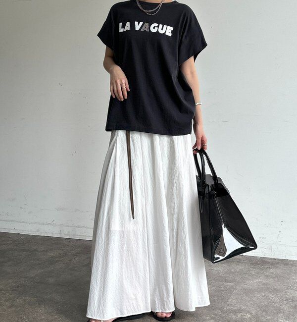  「袖タックフレンチメタリックロゴTEE」|Tシャツ・カットソー|
