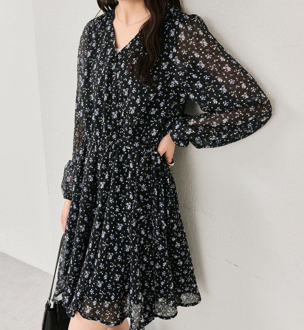  「カシュクールフラワーミニワンピース」|ワンピース|