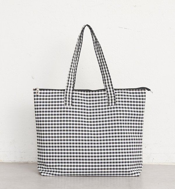  「ポーチ付きギンガムトートBAG」|トートバッグ|ブラック