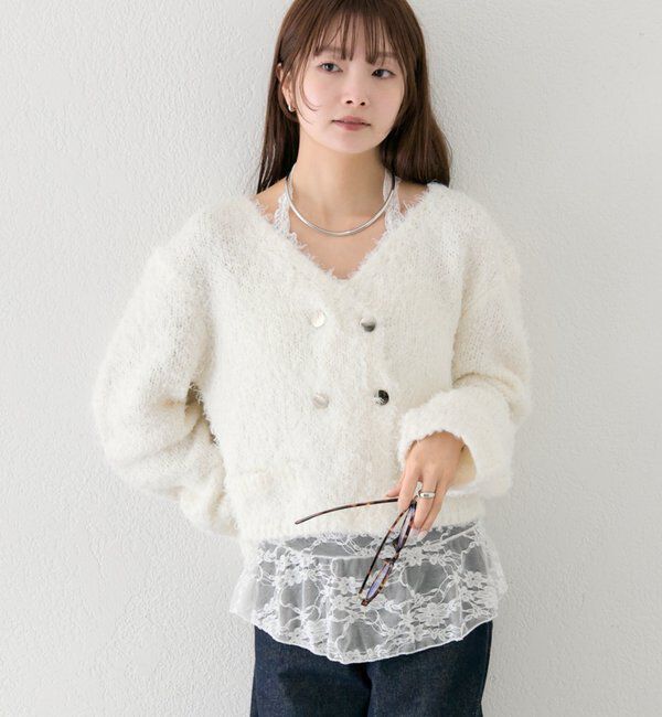  「ふわふわWボタンカーディガン」|カーディガン|