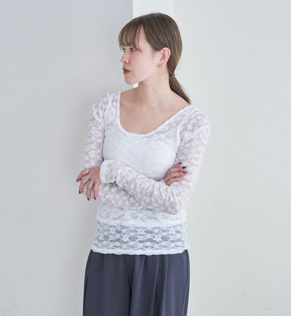  「【再入荷】レースレイヤードカットソー」|Tシャツ・カットソー|
