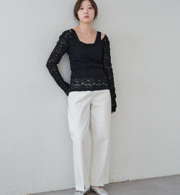  「【再入荷】レースレイヤードカットソー」|Tシャツ・カットソー|