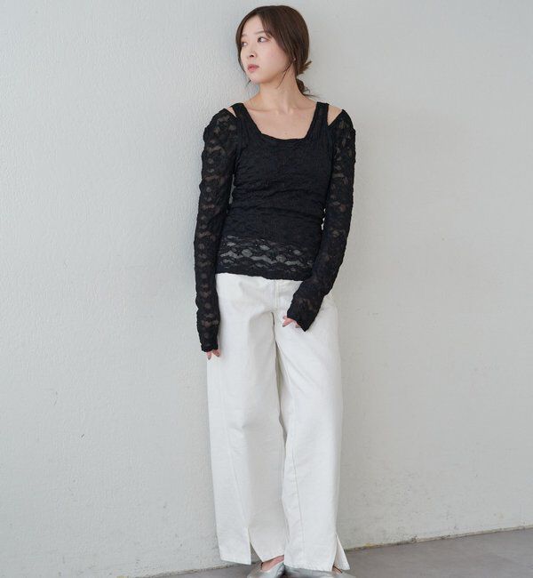  「【再入荷】レースレイヤードカットソー」|Tシャツ・カットソー|