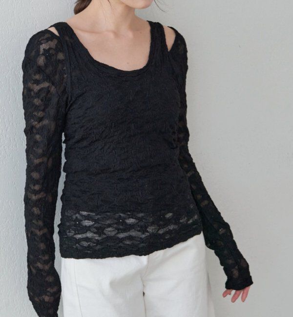  「【再入荷】レースレイヤードカットソー」|Tシャツ・カットソー|