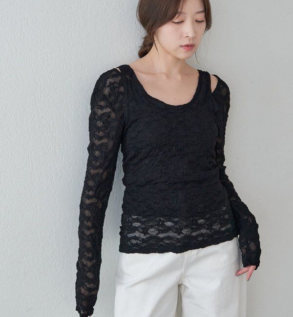  「【再入荷】レースレイヤードカットソー」|Tシャツ・カットソー|