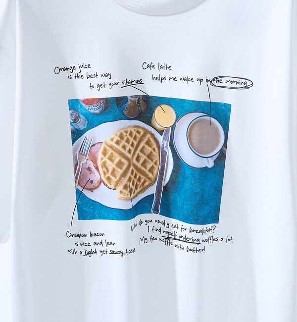 ABAHOUSE「WEEKEND BREAKFAST プリントTシャツ / オーバーサイズ/ LE」|Tシャツ・カットソー|